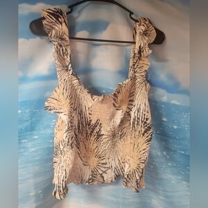 ROSE + OLIVE NWT Floral Ruffle Women's Smocked Tank‎ Top Size XL